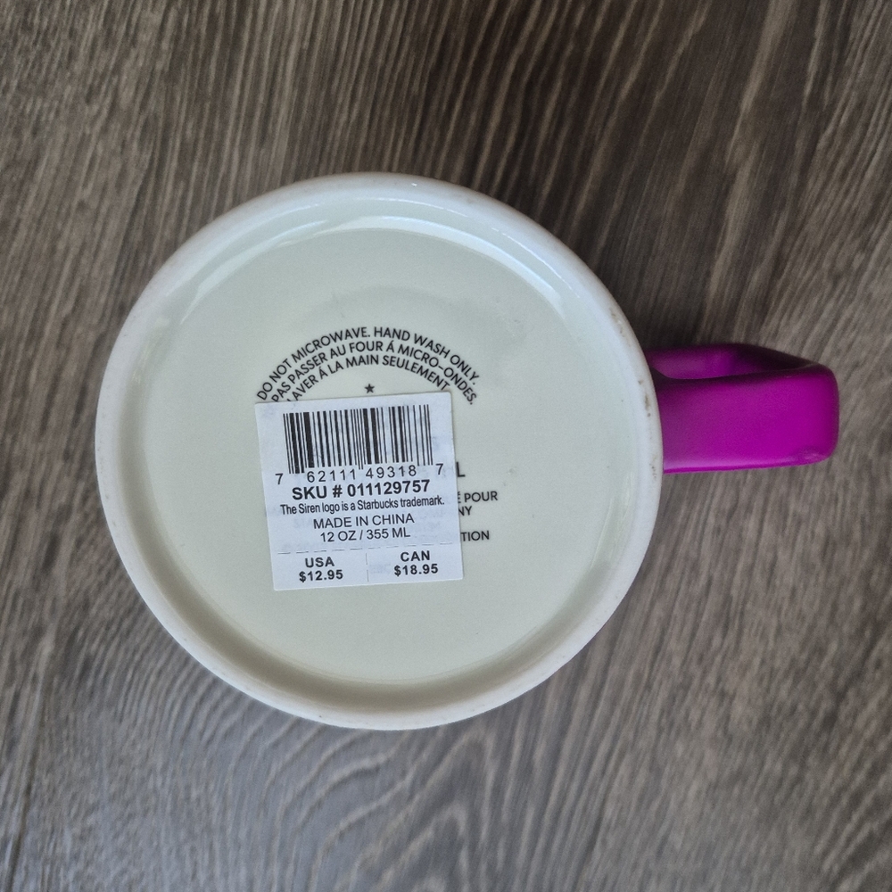 Starbucks Ceramic Floral Mug 12 oz Pink Purple Gray White NWT - Picture 6 of 7